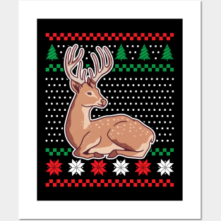 Ugly Christmas Sweaters Deer Posters and Art